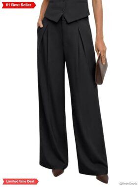 Women's Wide Leg Work Pants Business Casual High Rise Stretch Slacks